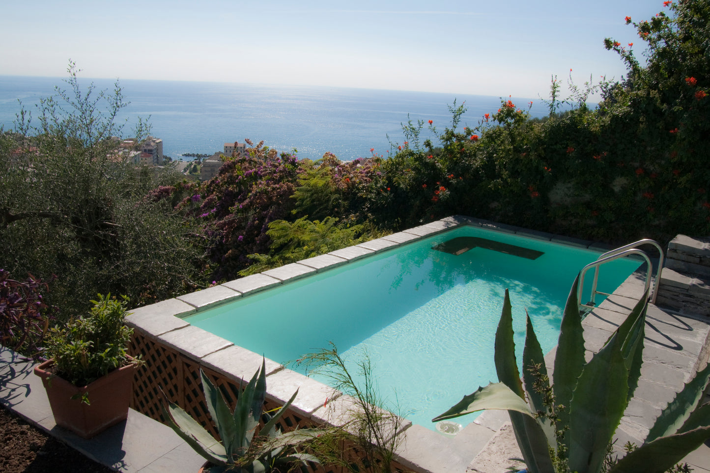 Aufstellpool kaufen 3x6 mit Holz und Stein